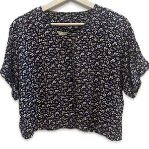 90s Vintage Floral Crop Clueless Style Size L